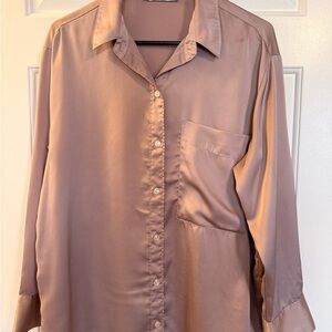 Abercrombie & Fitch Satin Shirt in Pink